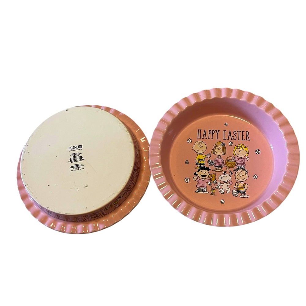 💙Peanuts Happy Easter Pink Pie Dish Set